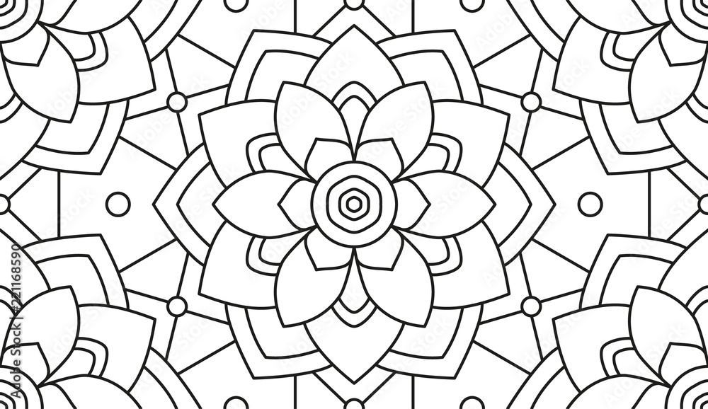 Fototapeta premium Mandala Shape for Coloring. Floral Kaleidoscope Ornament. Vector.