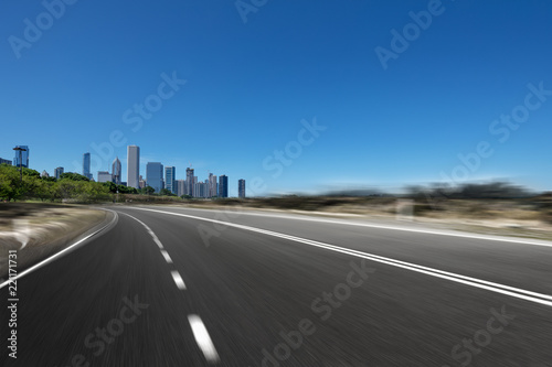 Fototapeta Naklejka Na Ścianę i Meble -  asphalt highway with modern city in chicago