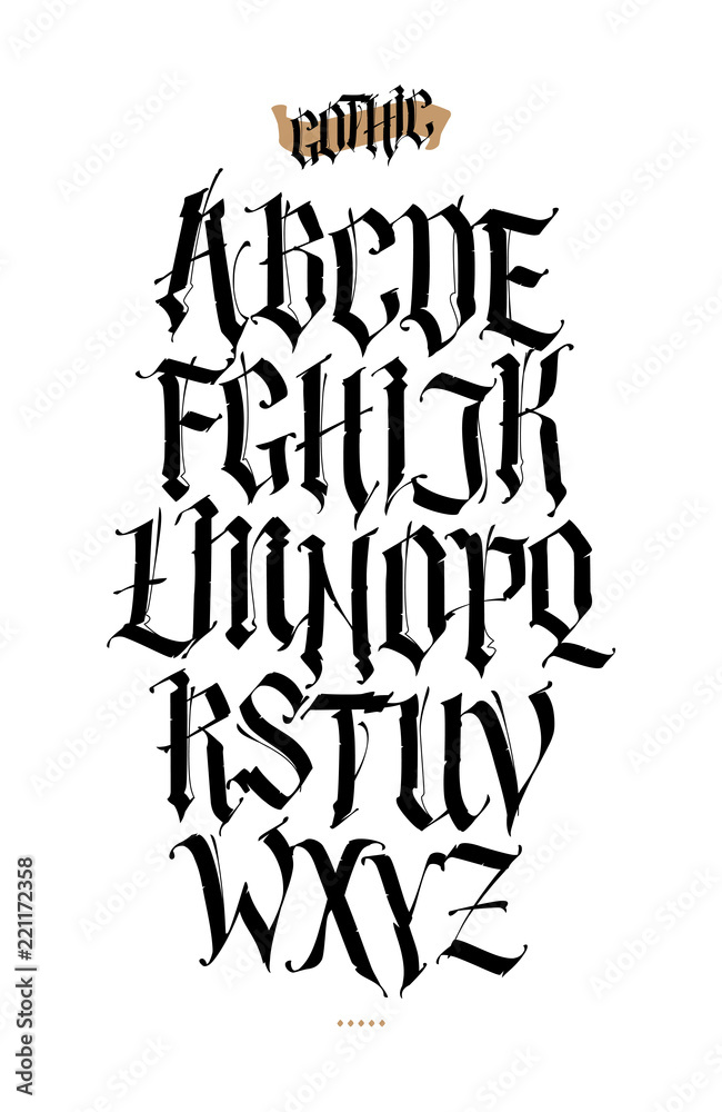 Gothic Font English Alphabet Font Tattoo Stock Illustration 2294339463 |  Shutterstock