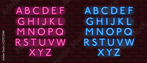 Wallpaper Mural Neon Banner alphabet font bricks wall Torontodigital.ca