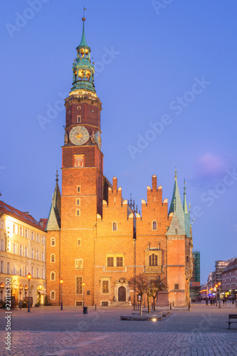 Town Hall of Wroclaw at dusk, Poland