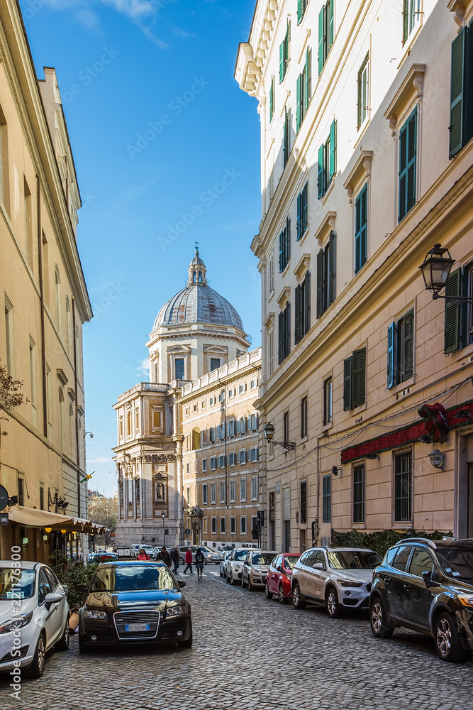 Street in the center of Rome, Italy