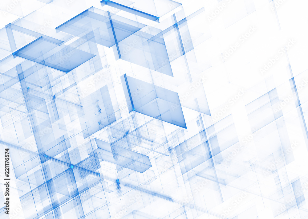 Naklejka premium Abstract 3D fractal background, texture. Virtual Neon City