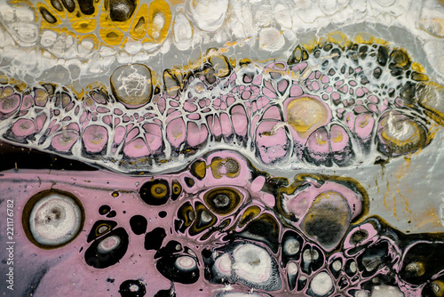 abstraction painting in fluid technique with bubbles