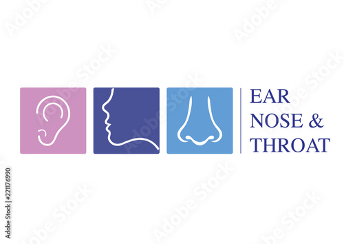ENT logo template. Head for ear, nose, throat doctor specialists. logo concept. Line vector icon. Editable stroke. Flat linear illustration isolated on white background
