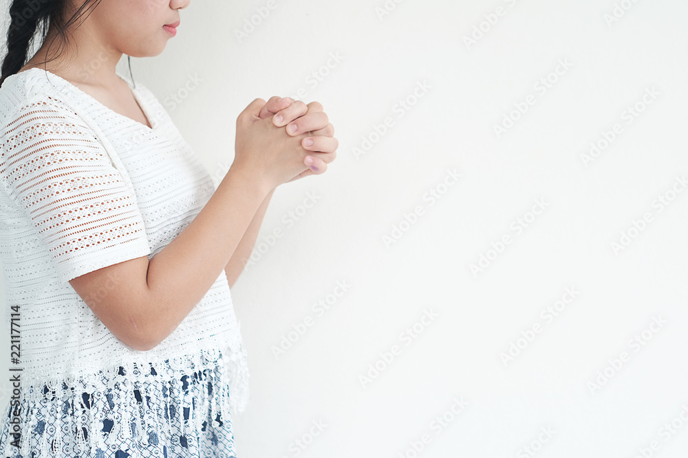 Close-up women christian. Hands folded in prayer to god. Close-up women christian. Hands folded in prayer to god.