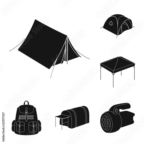 Different kinds of tents black icons in set collection for design. Temporary shelter and housing vector symbol stock web illustration.