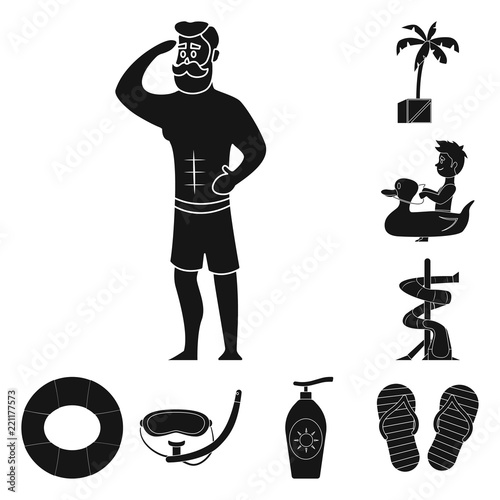 Isolated object of pool and swimming symbol. Collection of pool and activity stock symbol for web.