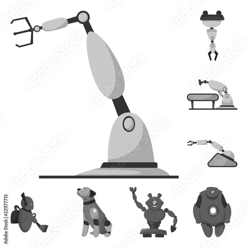 Vector design of robot and factory icon. Set of robot and space stock vector illustration.