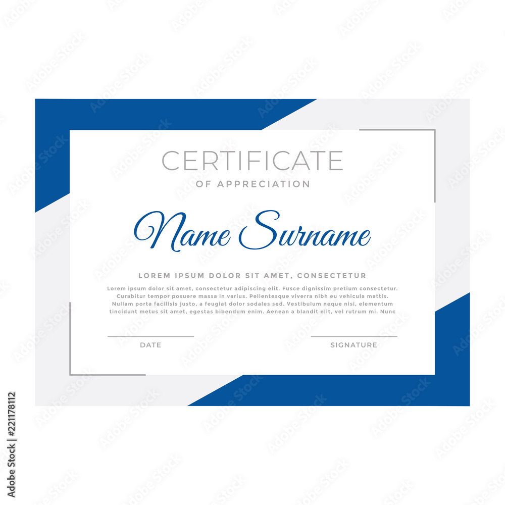 Obraz premium Certificate. Template diploma. Certificate of Appreciation template. Trendy geometric design. Gift voucher. Vector illustration. 