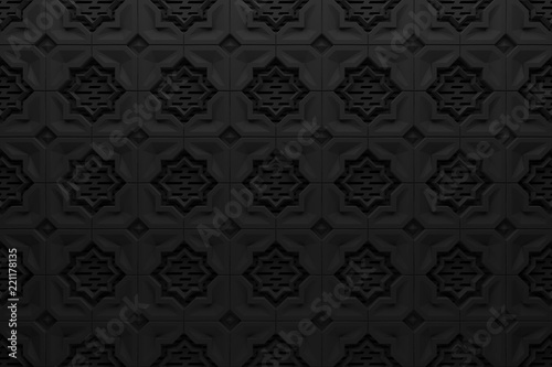 dark black abstract modern antique background pattern. 3d render