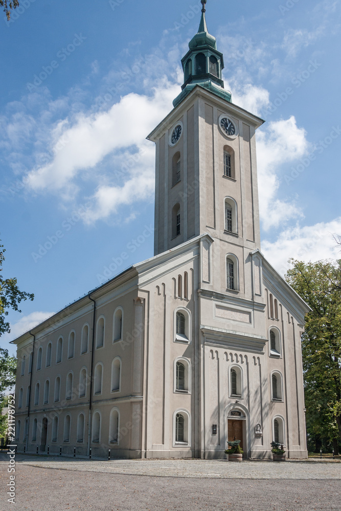 The historic Evangelical-Augsburg church of John the Baptist in Bielsko-Biala. Built in 1818-1827. In 1848, the construction of an additional floor and tower began, which was completed in 1852.  
