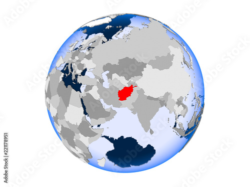 Afghanistan on globe isolated