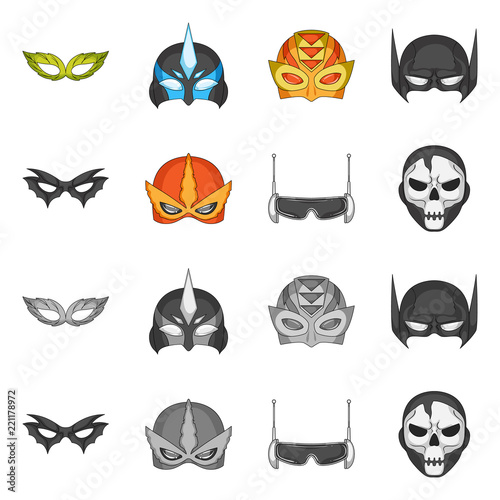 Vector illustration of hero and mask symbol. Set of hero and superhero stock symbol for web.