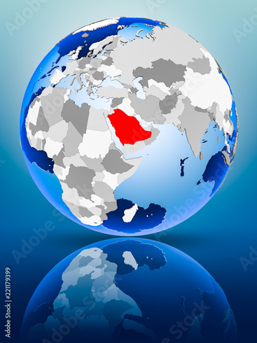 Saudi Arabia on globe