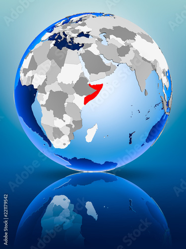 Somalia on globe