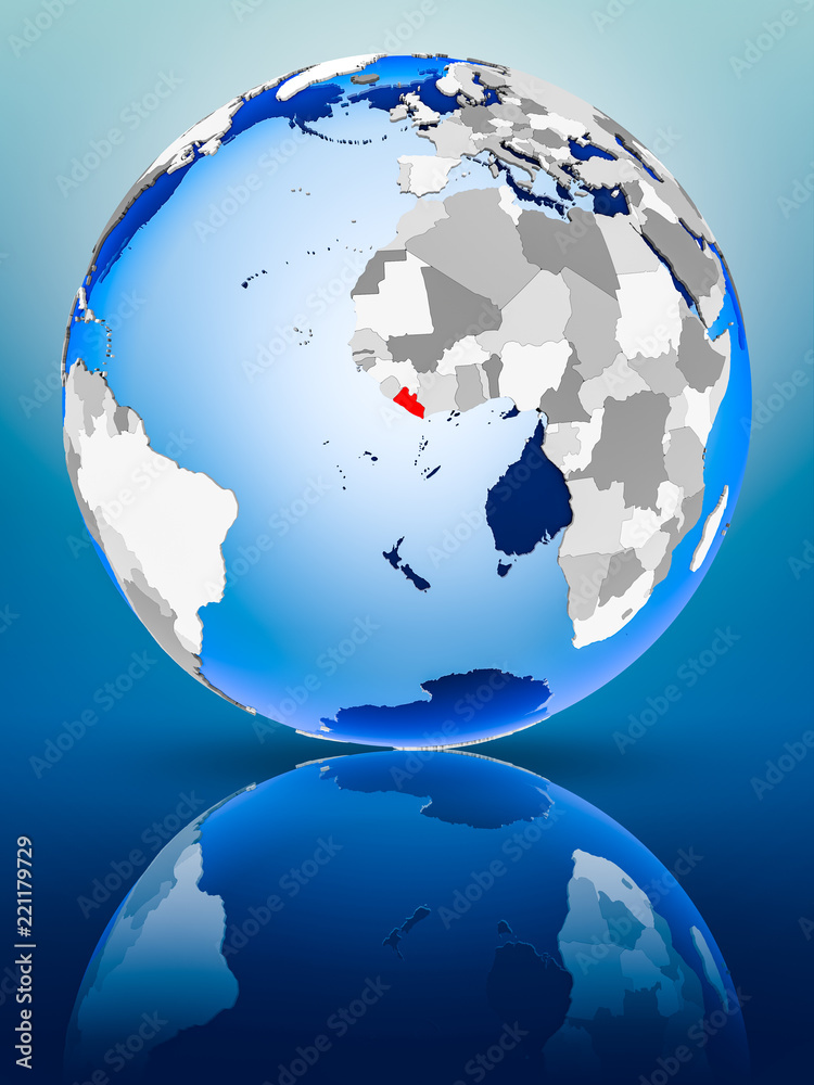 Obraz premium Liberia on globe