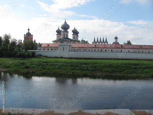 Beautiful panoramic view of the Orthodox monastery and the river, Russia