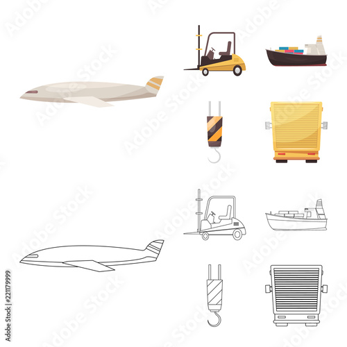Vector design of goods and cargo logo. Collection of goods and warehouse stock symbol for web.