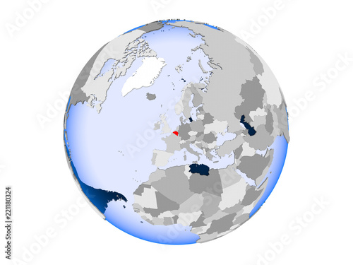 Belgium on globe isolated