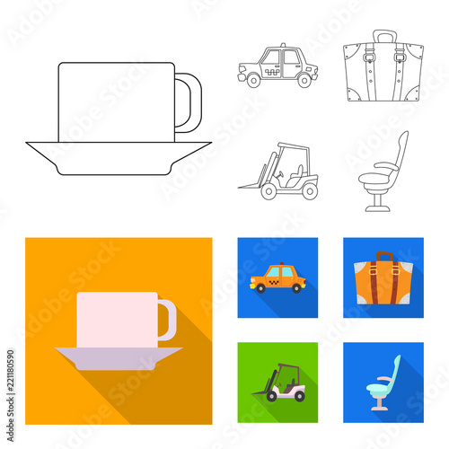 Vector illustration of airport and airplane icon. Collection of airport and plane stock vector illustration.