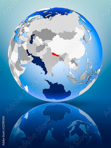 Nepal on globe