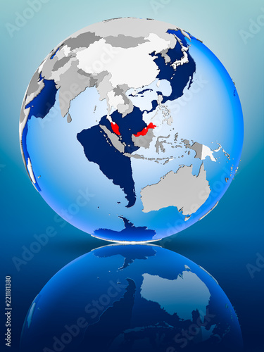 Malaysia on globe
