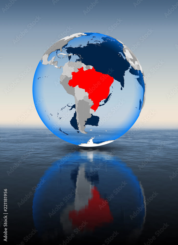 Fototapeta premium Brazil on globe in water