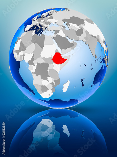 Ethiopia on globe