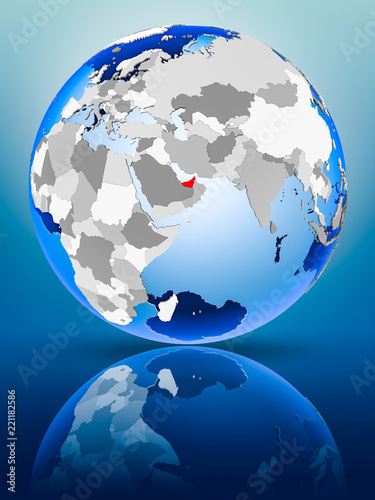 United Arab Emirates on globe