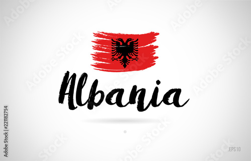albania country flag concept with grunge design icon logo