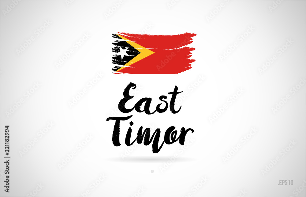 Obraz premium east timor country flag concept with grunge design icon logo