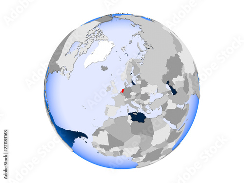 Netherlands on globe isolated