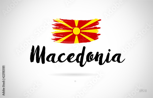 macedonia country flag concept with grunge design icon logo
