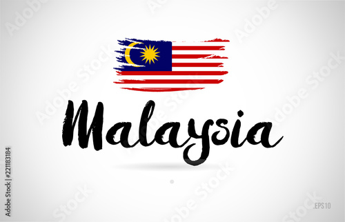 malaysia country flag concept with grunge design icon logo
