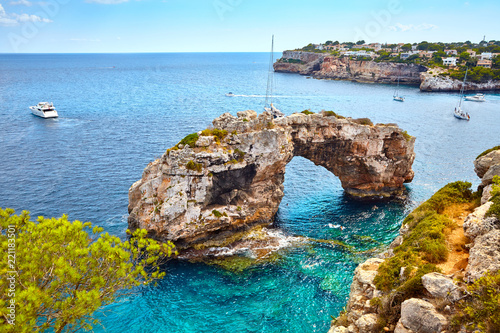 Es Pontas, a natural arch in the southeastern part of Mallorca, Spain. photo