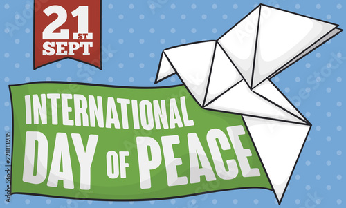 Commemorative White Origami Dove for International Day of Peace, Vector Illustration