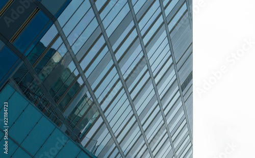 Business architecture building with glass windows and dynamic lines