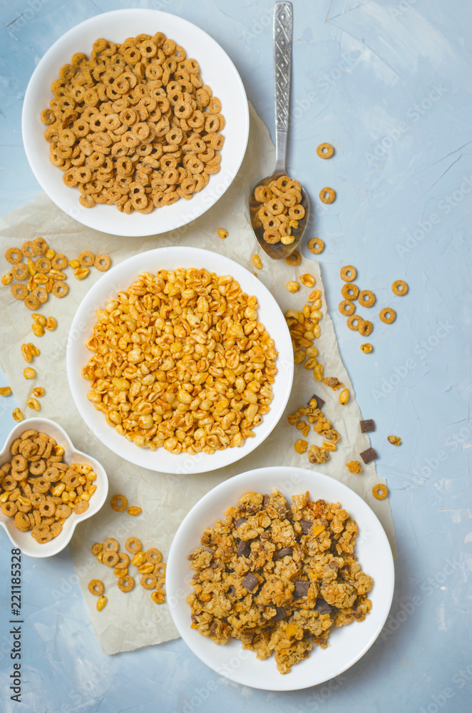 Different Kinds of Cereals, Quick Breakfast, Healthy Snacks Different Kinds of Cereals, Quick Breakfast, Healthy Snacks