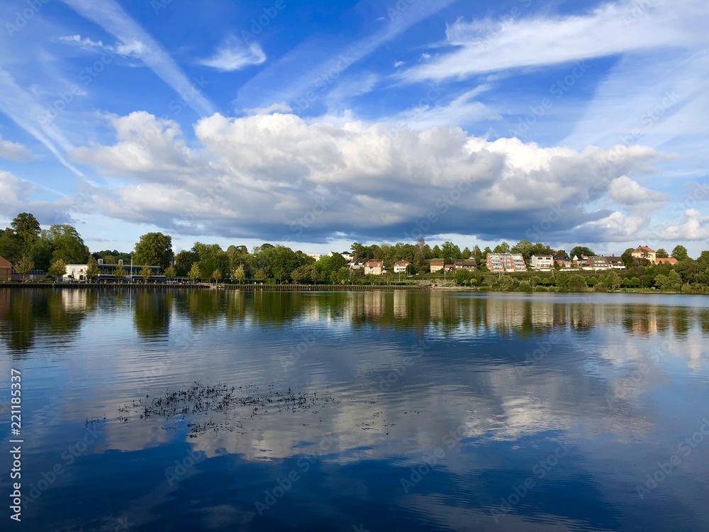 Obraz premium Swedish Small Town By Lakeside 