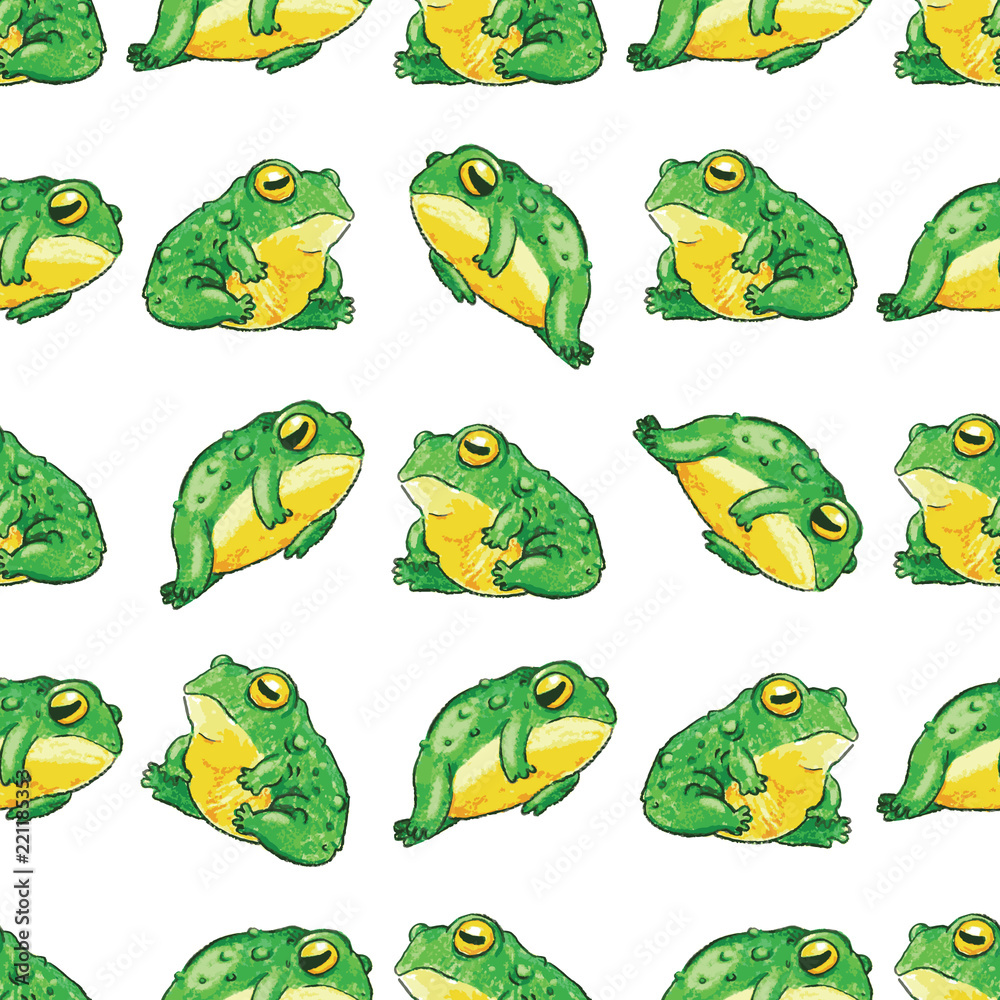 Obraz premium frog pattern, seamless pattern, handdrawn with pencil