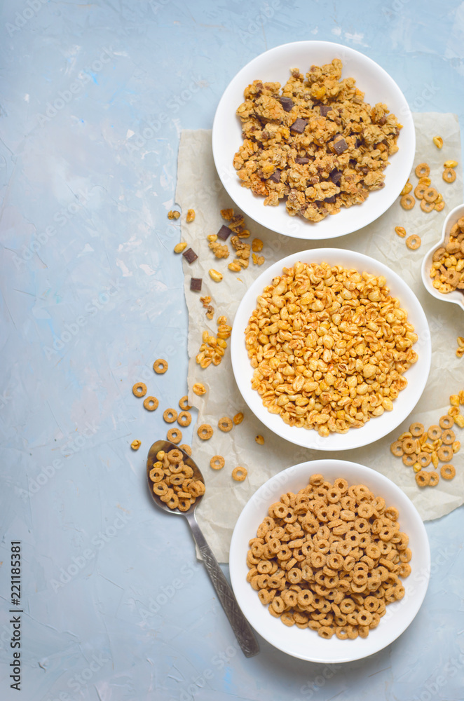 Different Kinds of Cereals, Quick Breakfast, Healthy Snacks Different Kinds of Cereals, Quick Breakfast, Healthy Snacks