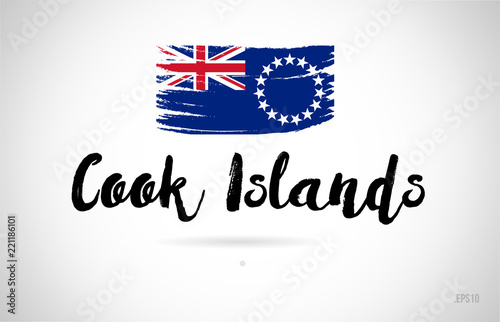 cook islands country flag concept with grunge design icon logo