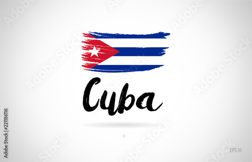 cuba country flag concept with grunge design icon logo