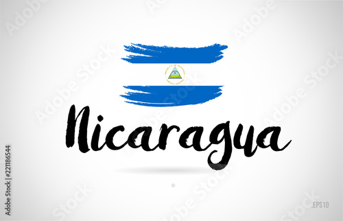 nicaragua country flag concept with grunge design icon logo