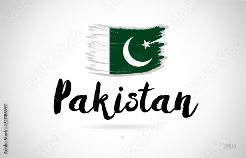 pakistan country flag concept with grunge design icon logo