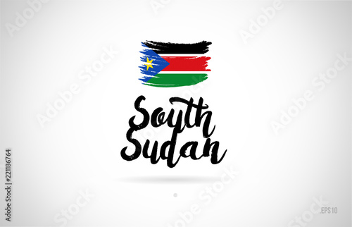 south sudan country flag concept with grunge design icon logo
