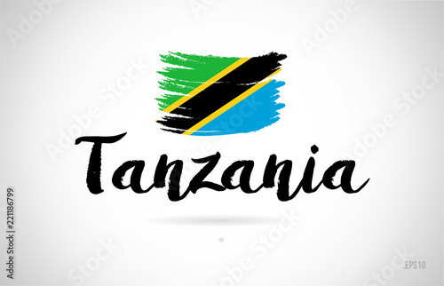 tanzania country flag concept with grunge design icon logo