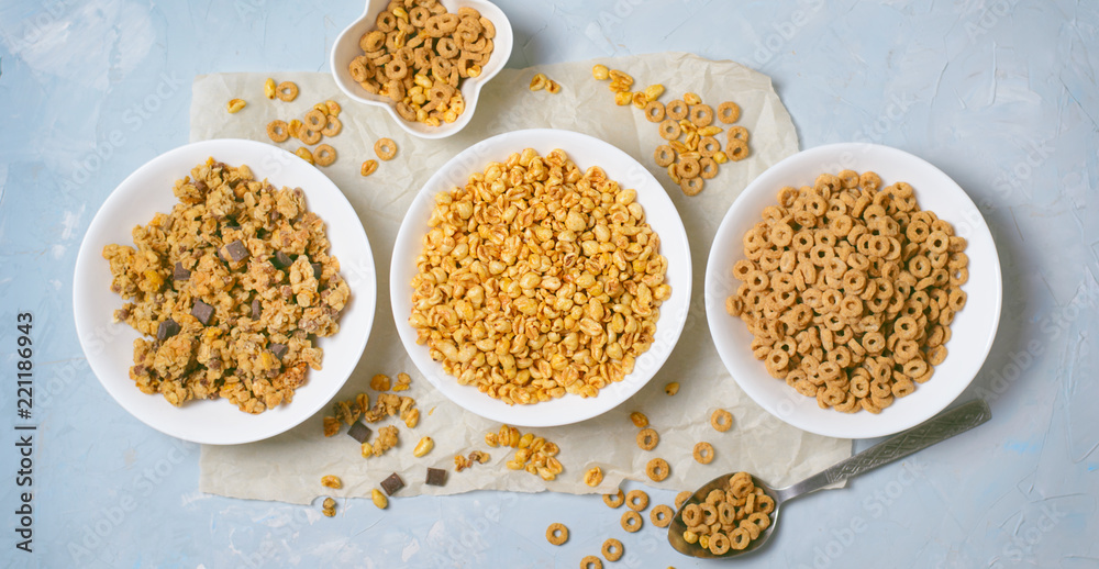 Different Kinds of Cereals, Quick Breakfast, Healthy Snacks Different Kinds of Cereals, Quick Breakfast, Healthy Snacks