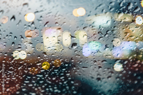 raindrops on the glass close-up